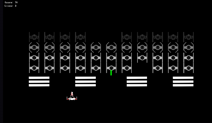 Screenshot of my Space Invaders clone